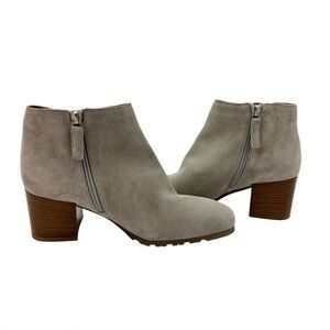 Aquatalia Taupe Charlotte Weatherproof Suede Booties Size 7.5